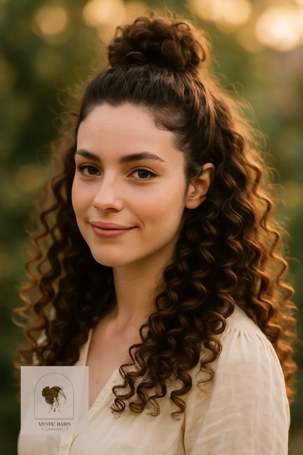 Curly Half-Up Bun
