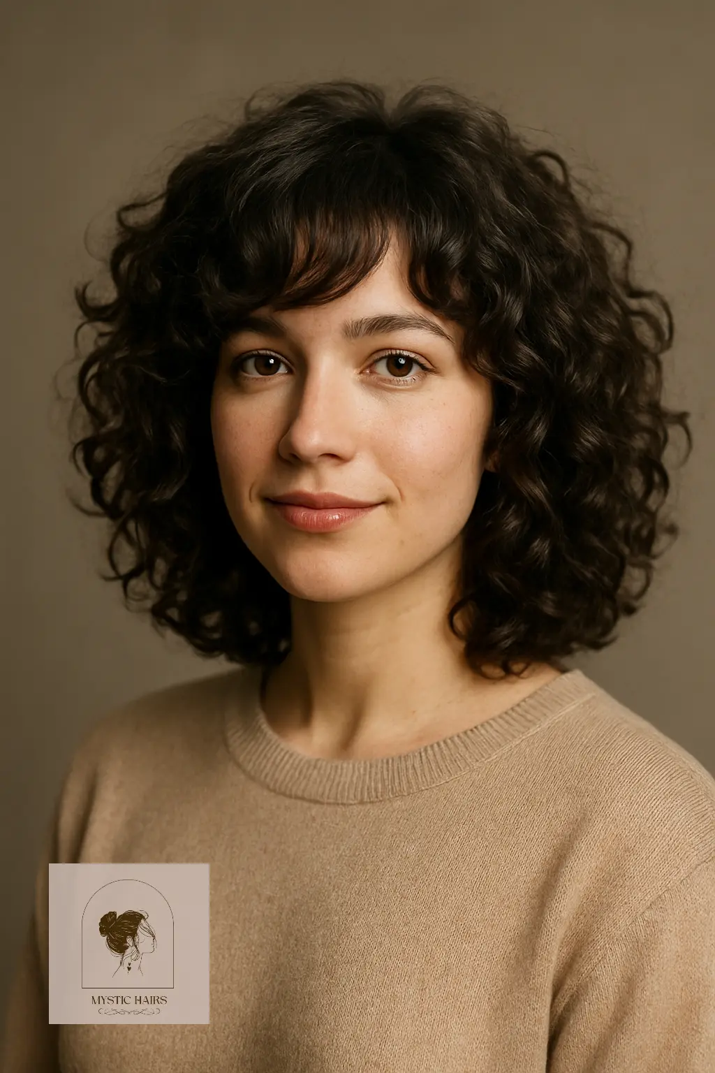 Curly Shag with Side-Swept Bangs
