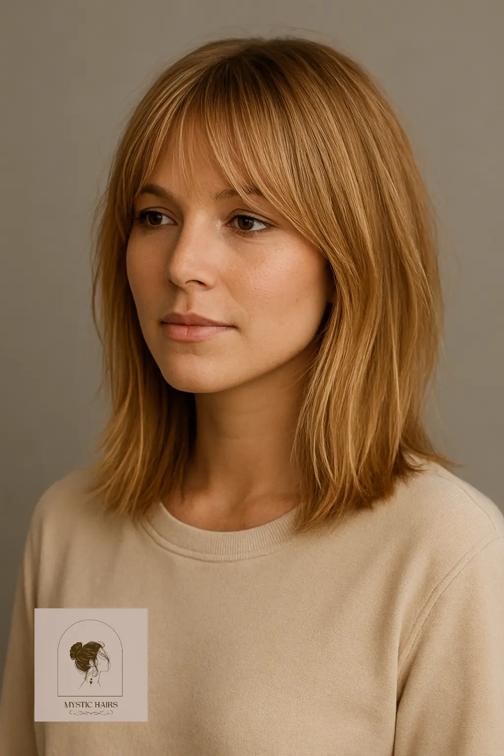 Shoulder-Length Shag with Curtain Bangs
